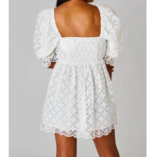 Buddylove - Floral Eyelet Babydoll Mini Dress