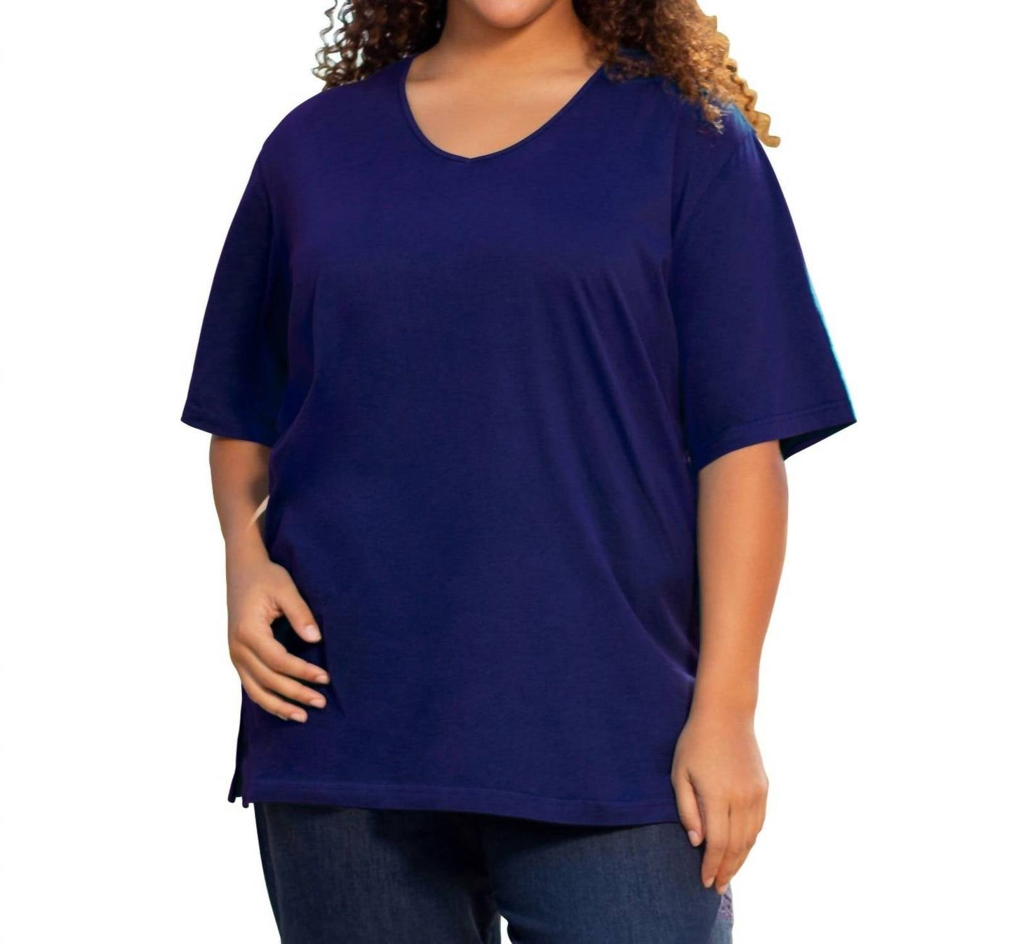 On The Plus Side - Plus Size Jersey V-neck Short Sleeve Tee