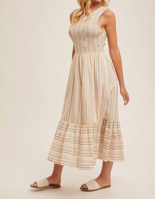 Hem & Thread - Striped Sleeveless Smocked Dress