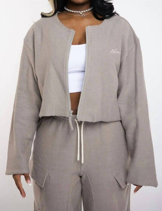 Honor The Gift - Round Crop Zip Crew Sweatshirt