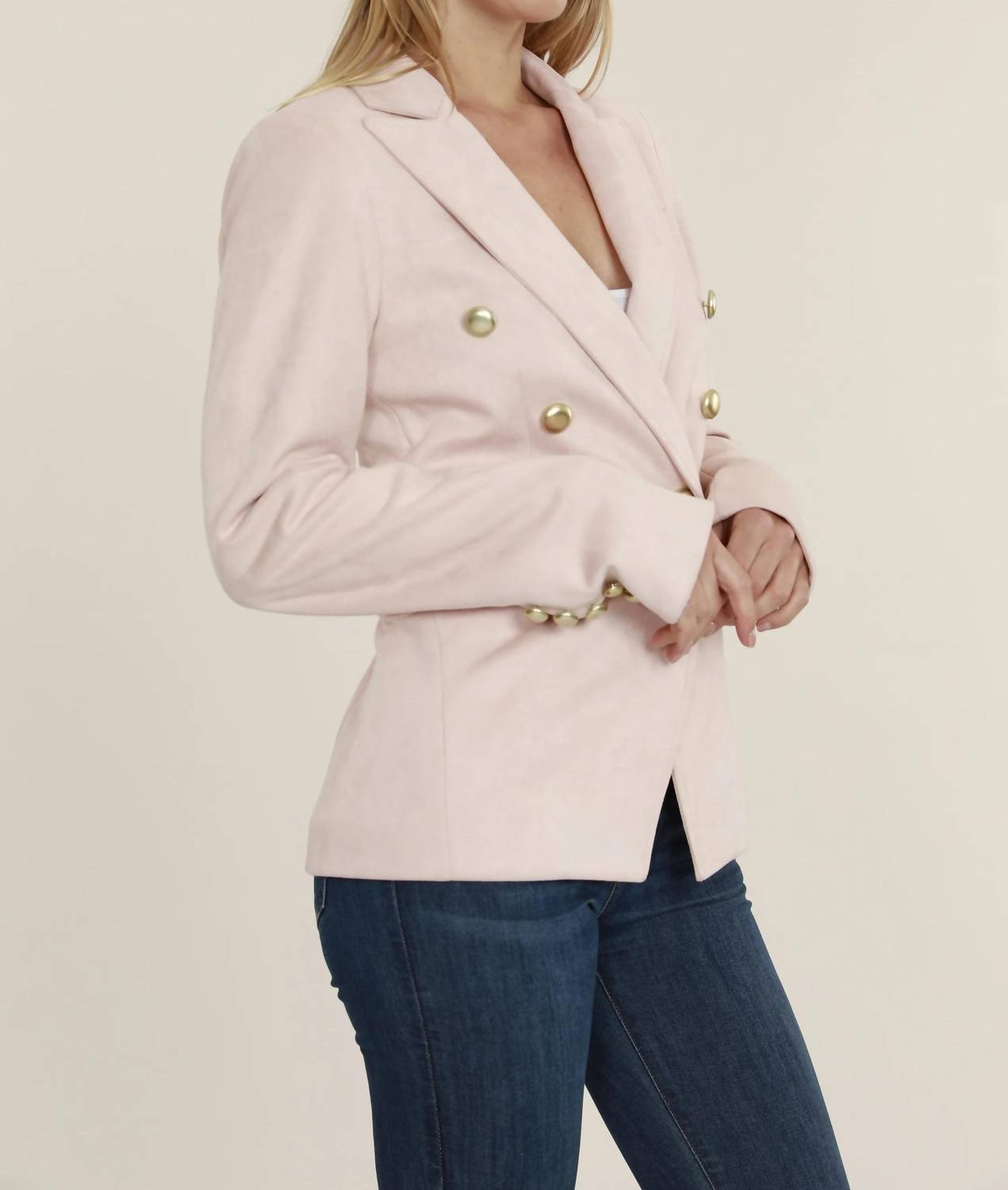 Dolce Cabo - Faux Suede Doubled Breasted Blazer
