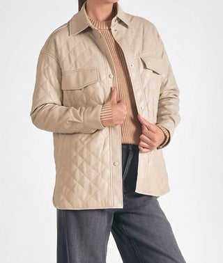 Elan - Faux Leather Quilted Jacket