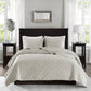 3 Piece Velvet Quilt Set Ivory King/Cal King