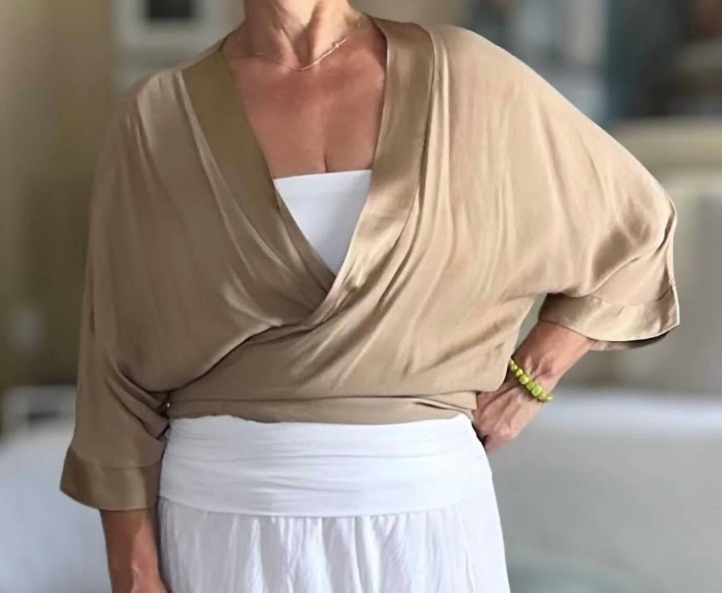 Milio Milano - Three Quarter Sleeve Drapy Tie Top