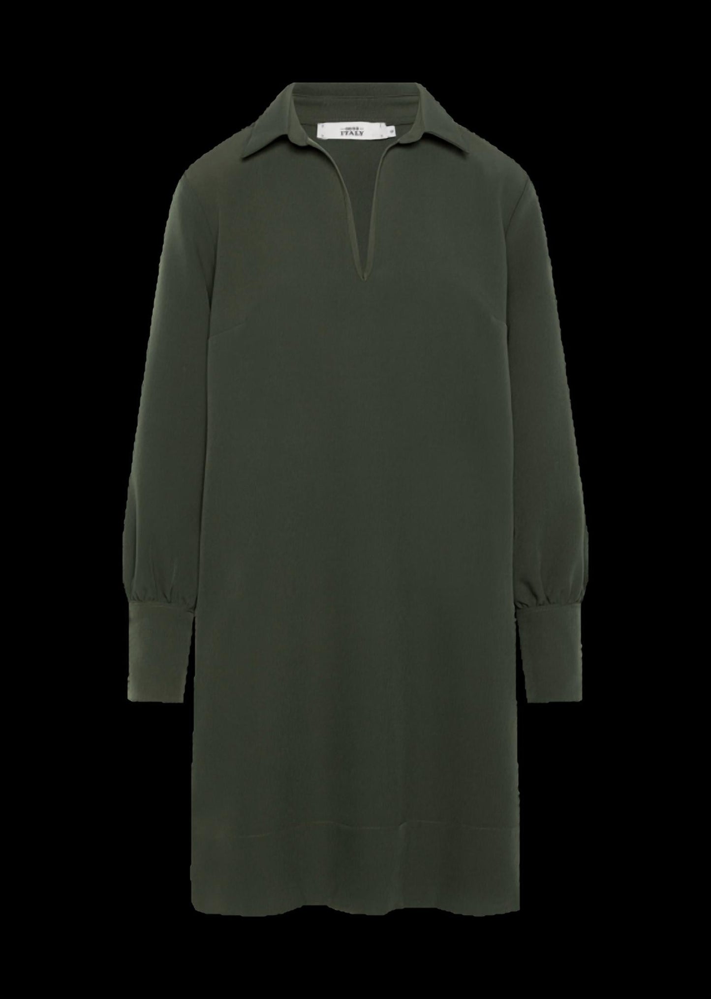 0039 Italy - V-neck Open Collar Dress
