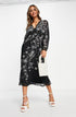 asos-design-floral-embroidered-batwing-long-sleeve-dress-in-black-size-2-us