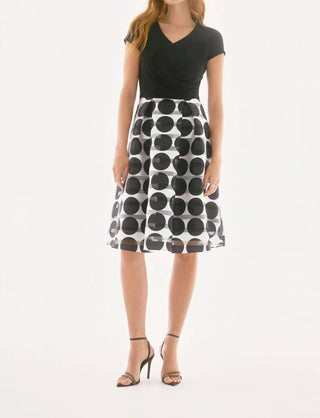 Joseph Ribkoff - Stripe Polka Dot Fit And Flare Dress