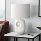 Contemporary 26"H White Ceramic Table Lamp with Ivory Shade