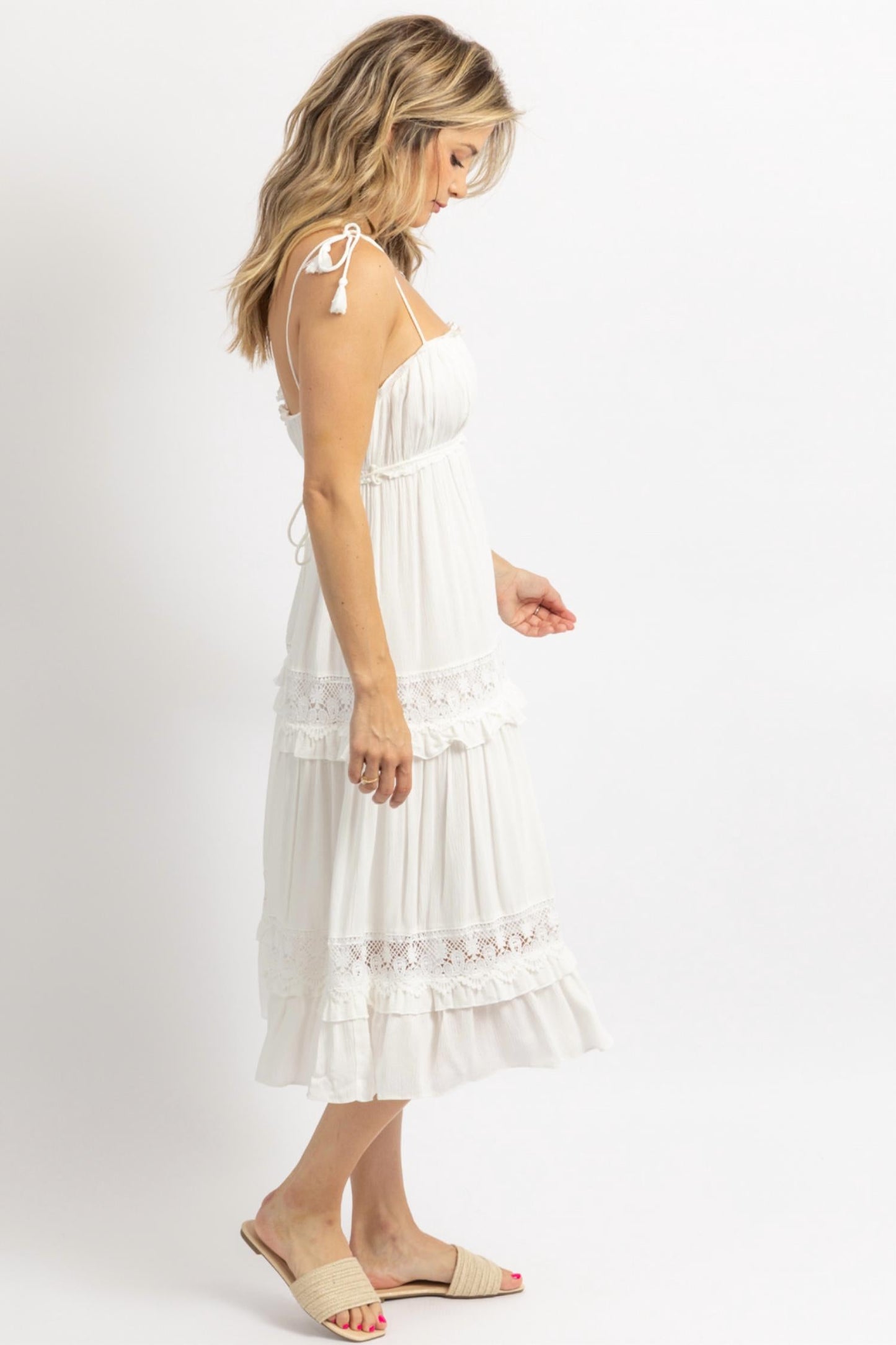 Day + Moon - BOHO TASSEL TIE MIDI DRESS