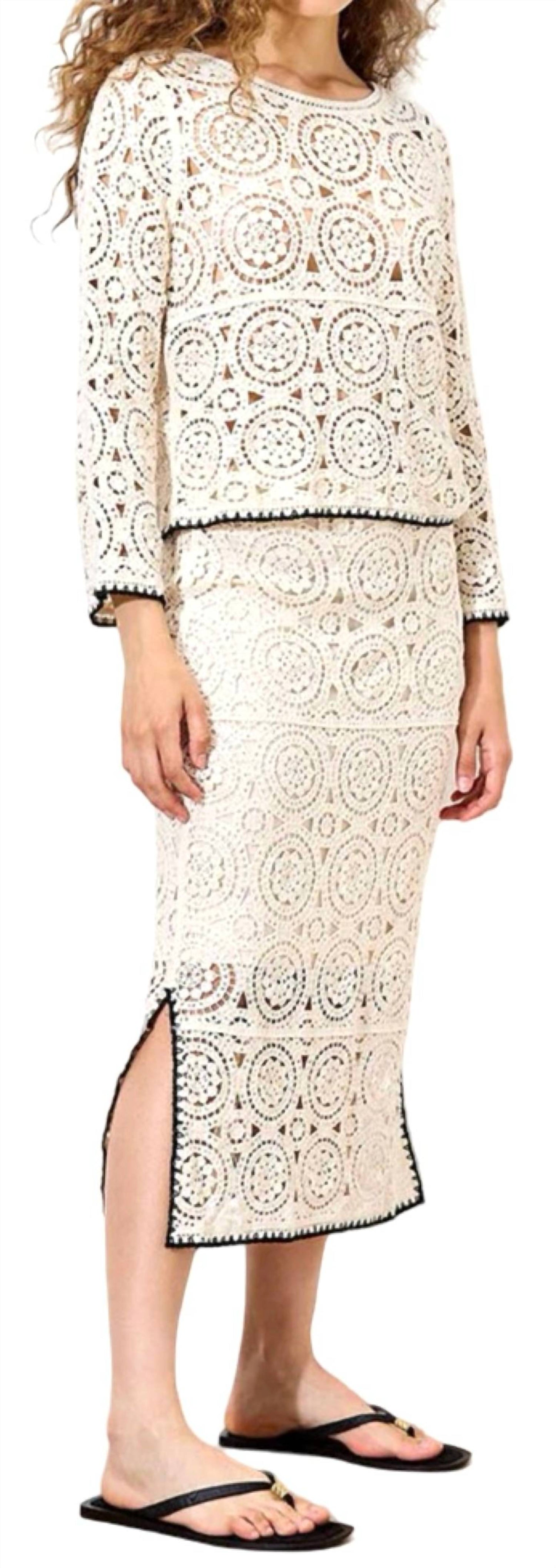 Apricot - Crochet Bell Sleeve Top