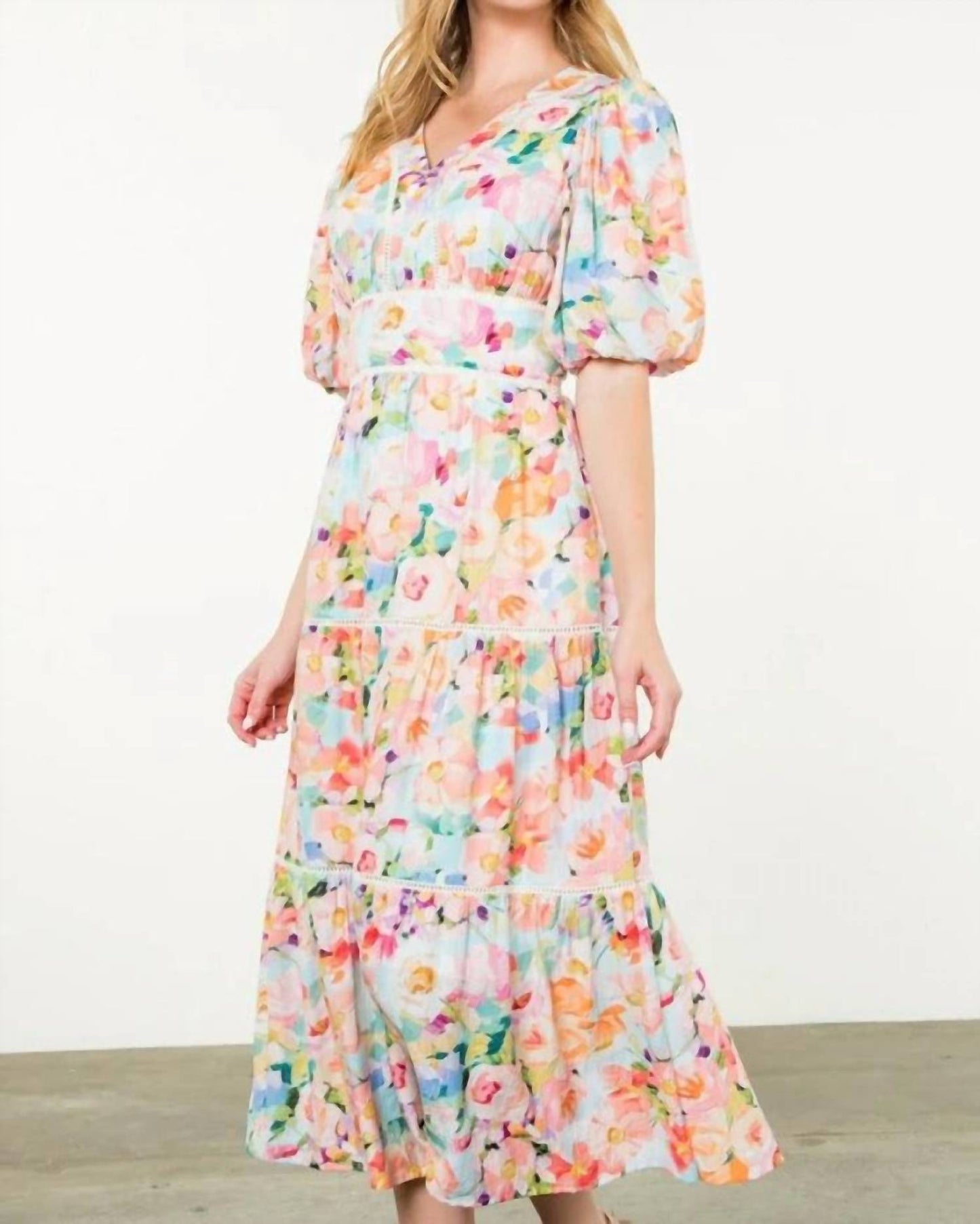 Thml - Floral Puff Sleeve Tiered Dress