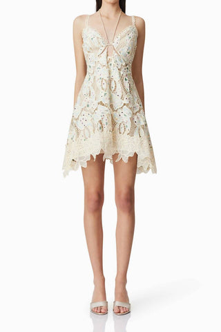 Elliatt - Elliatt Kyla Eyelet Halter Mini Dress