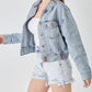 Risen - Full Size Button Down Cropped Denim Jacket