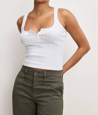 Good American - Pointelle Henley Tank Top