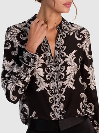 Alice + Olivia - Willa Printed Silk Top