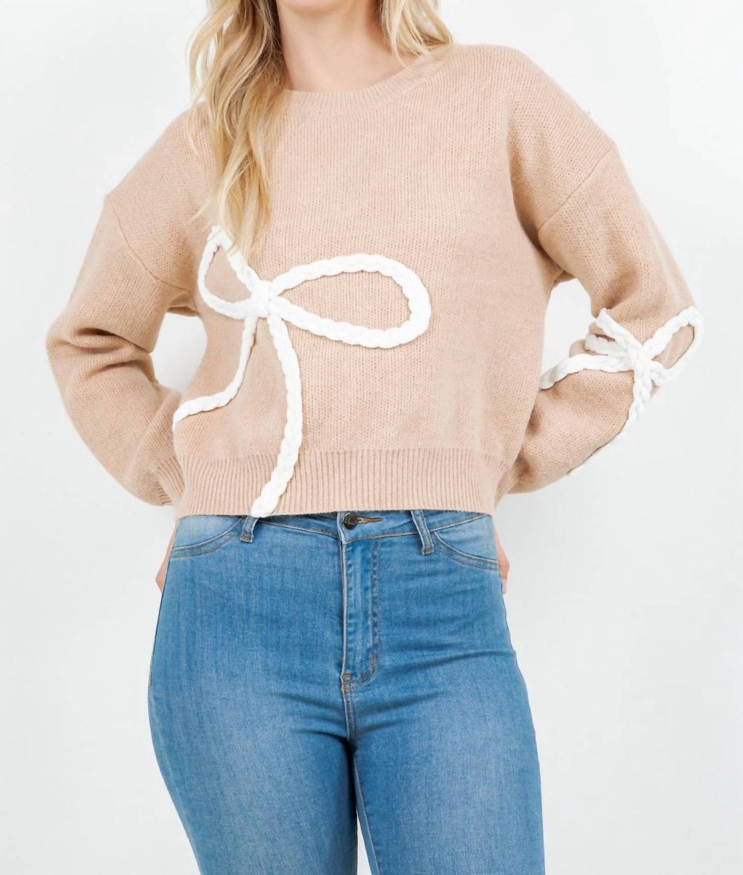 Dreamers - Braided Bow Crew Sweater