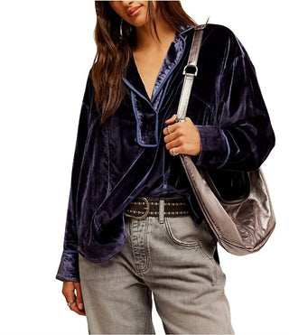 Free People - Luxy Velvet Solid Shirt