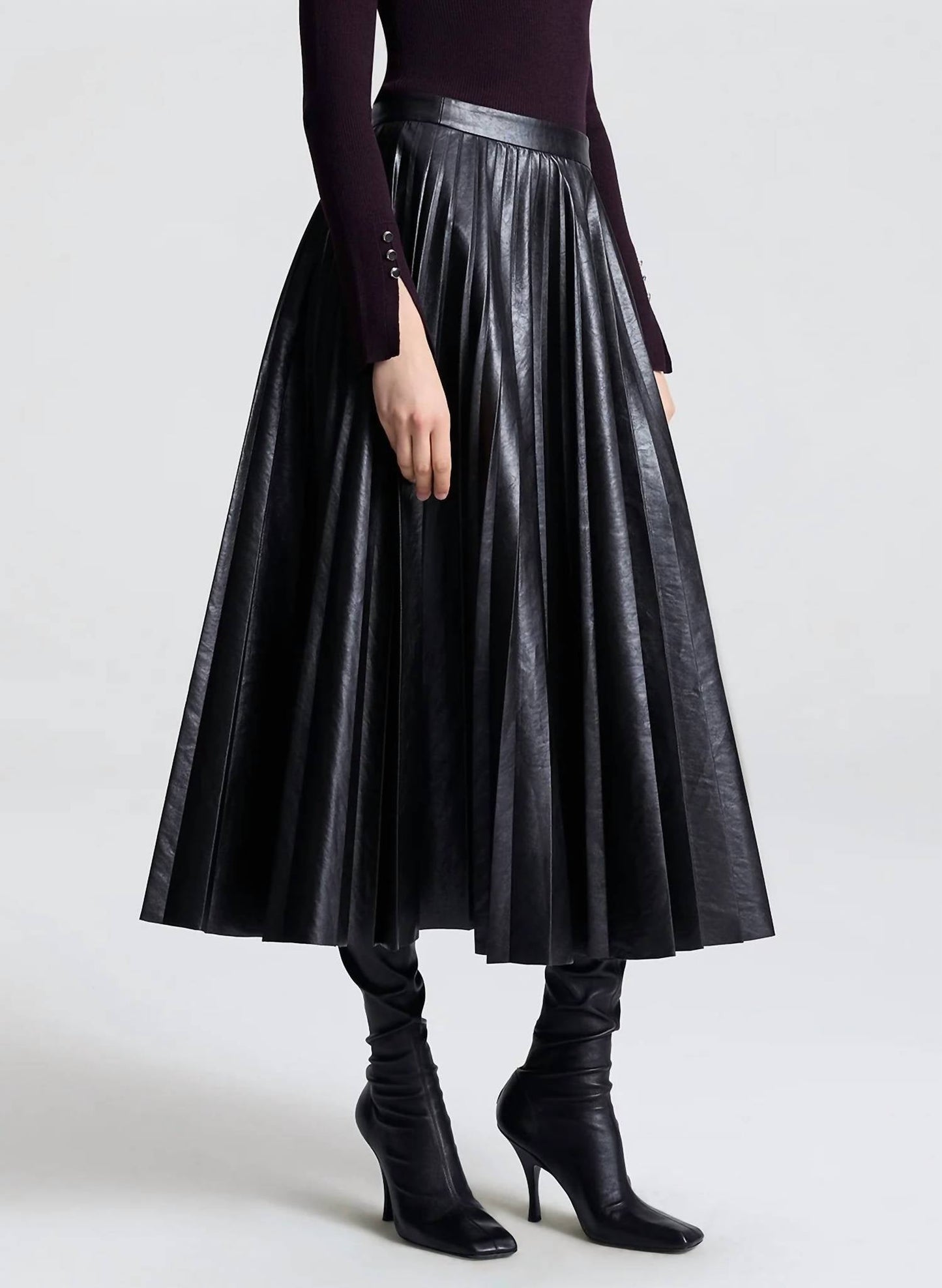 A.L.C. - Etta Vegan Leather Midi Skirt