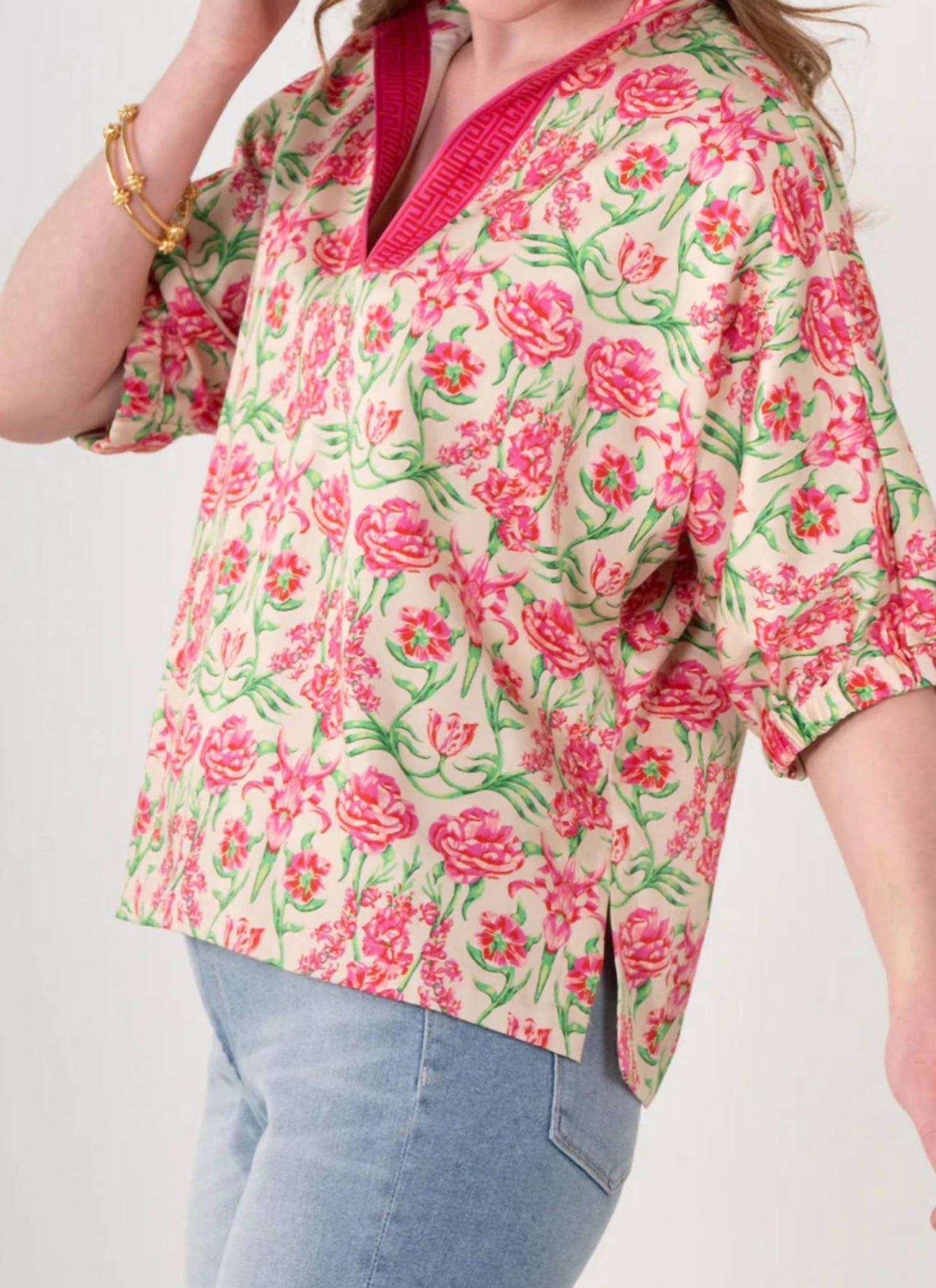 Emily Mccarthy - Floral Garden Cheetah Poppy Top