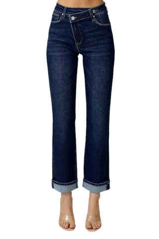 Risen - High Rise Straight Leg with Cross Over Waistband