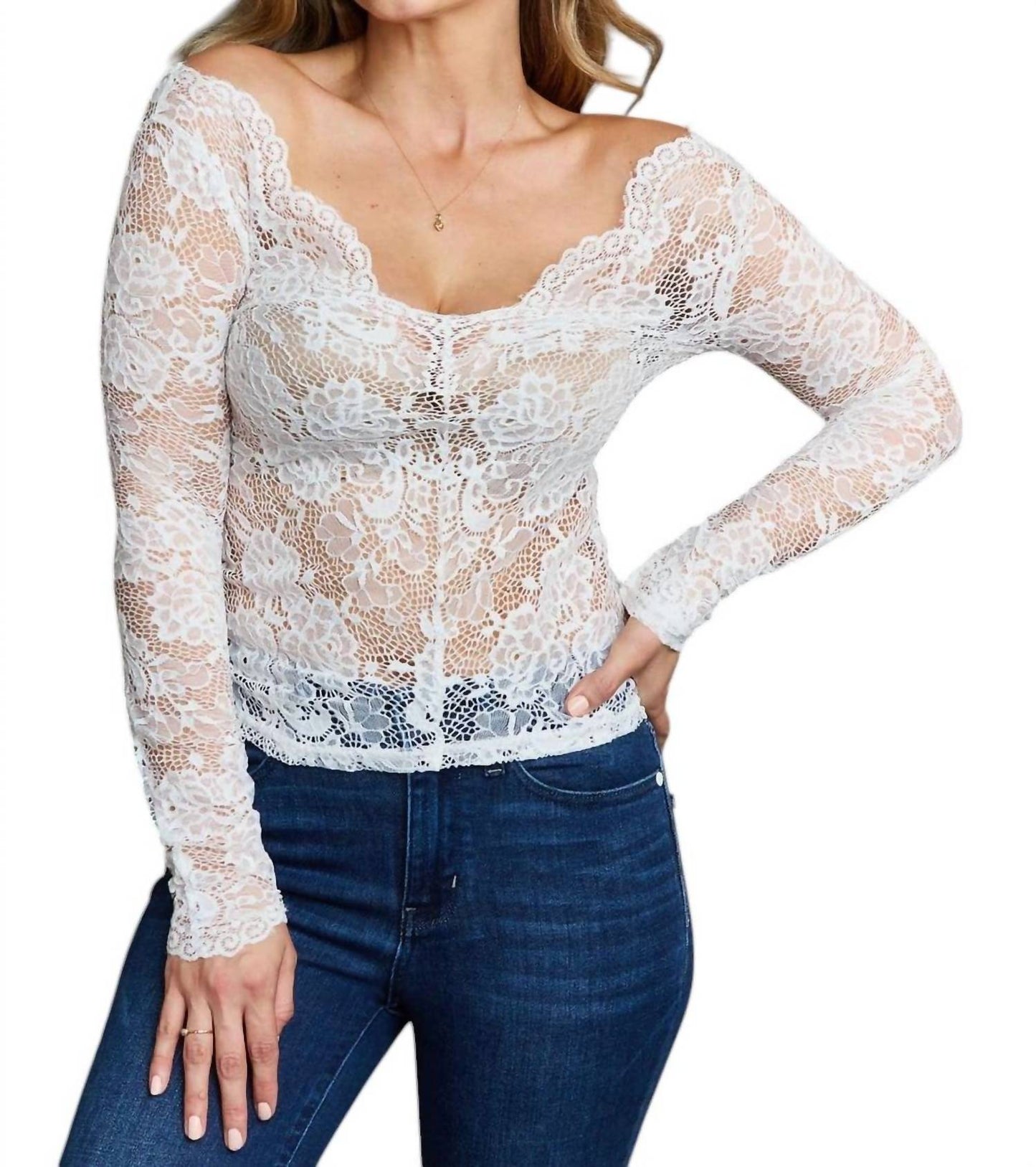 Ninexis - Off The Shoulder Lace Top