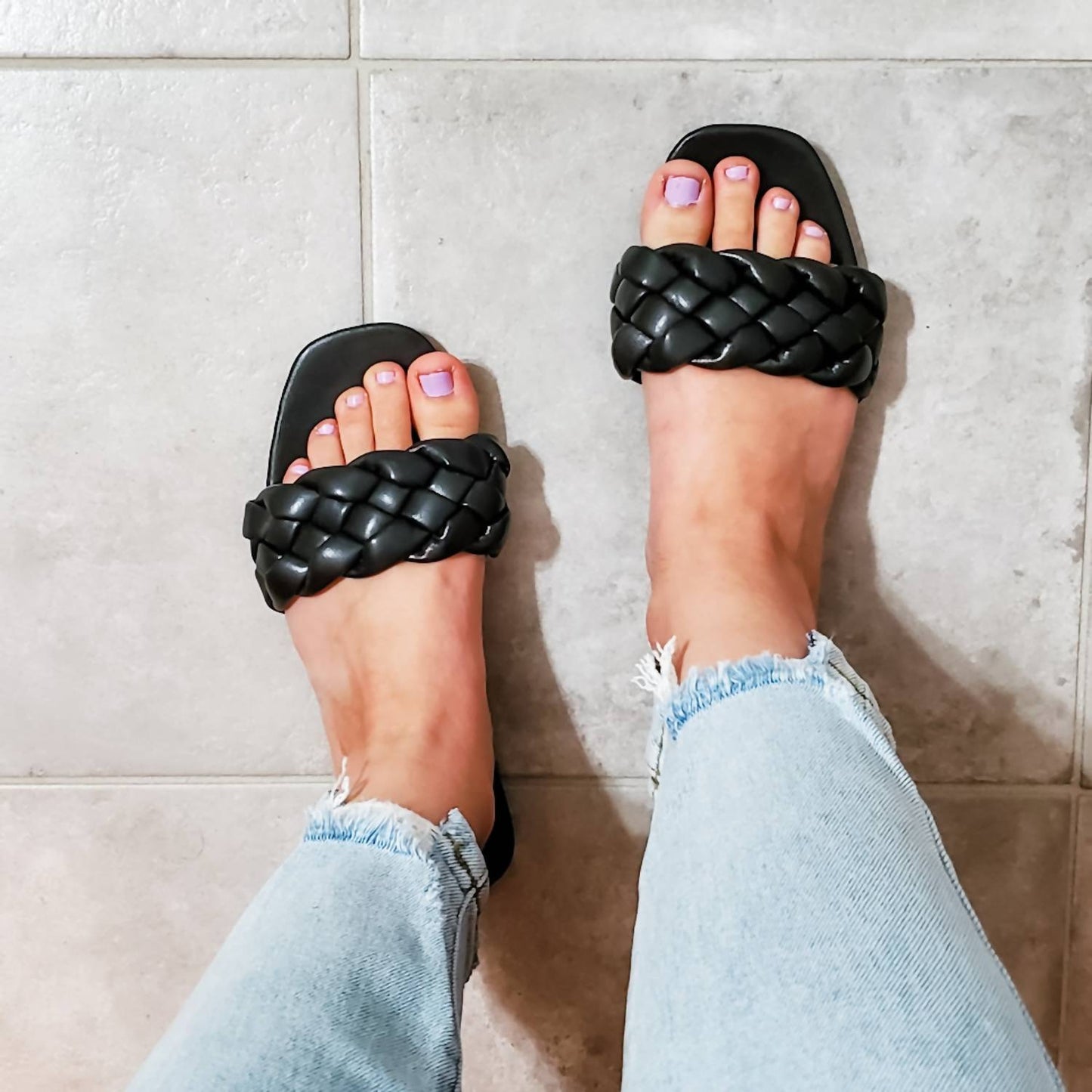 Qupid - Women's Braided Slip On Sandals