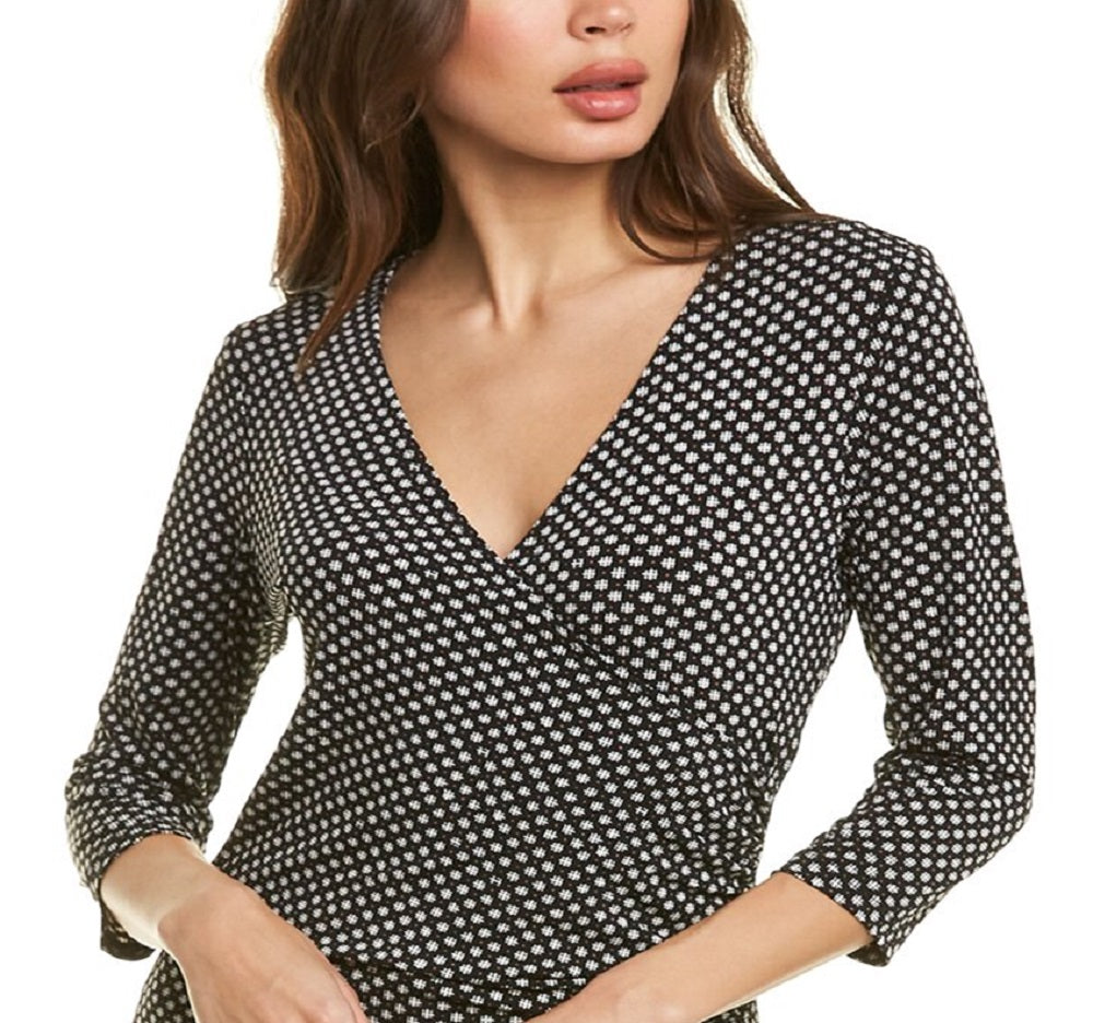 Rouched Wrap Top in Garden Gate Black Black Size S