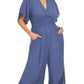 Papillon - Smocked Waist Short Sleeve Wide Leg Jumpsuit