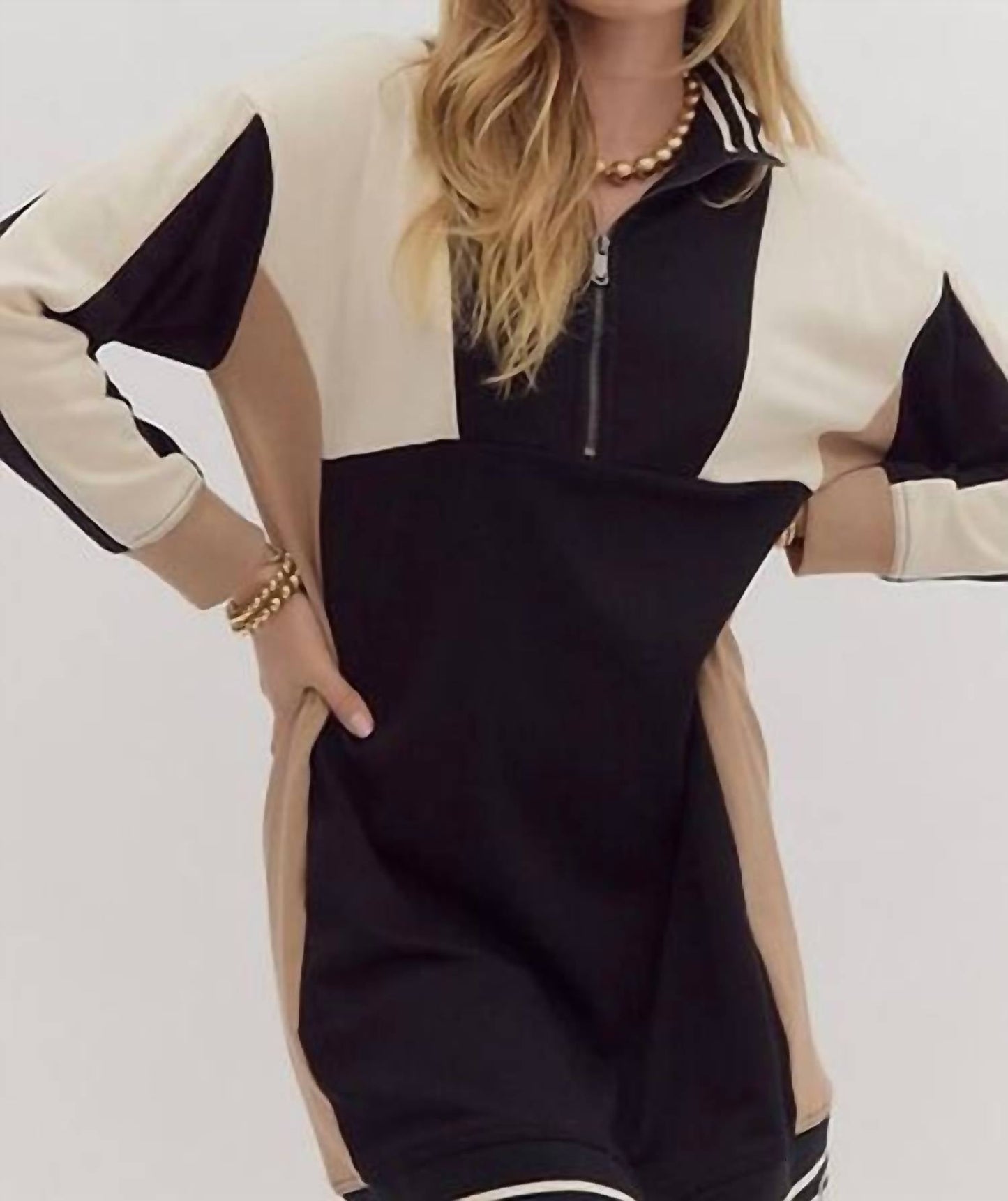 Entro - Emmie Colorblock Neutral Dress