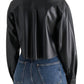 Steve Madden - Dom Necktie Faux Leather Crop Snap-up Shirt
