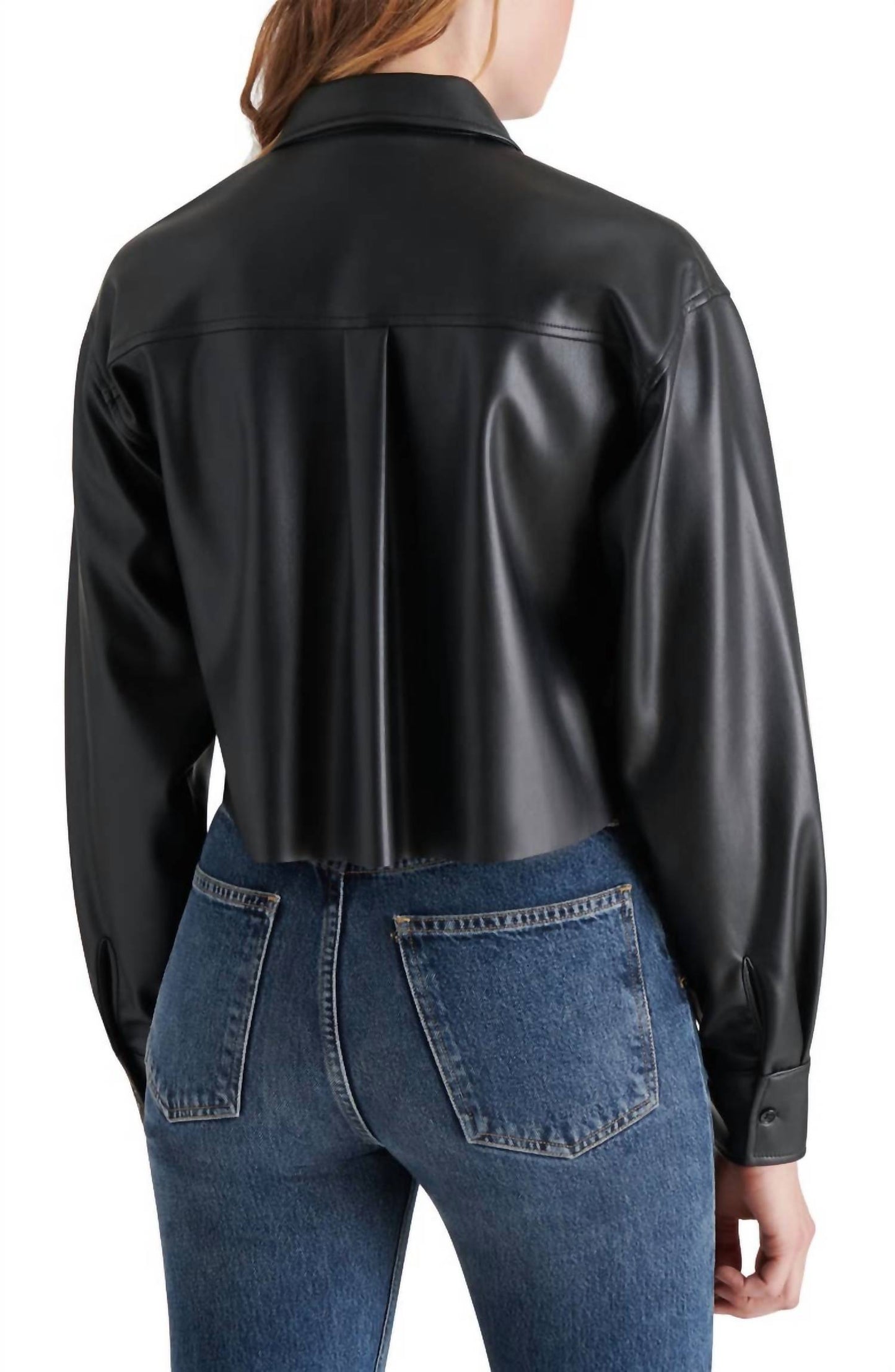Steve Madden - Dom Necktie Faux Leather Crop Snap-up Shirt