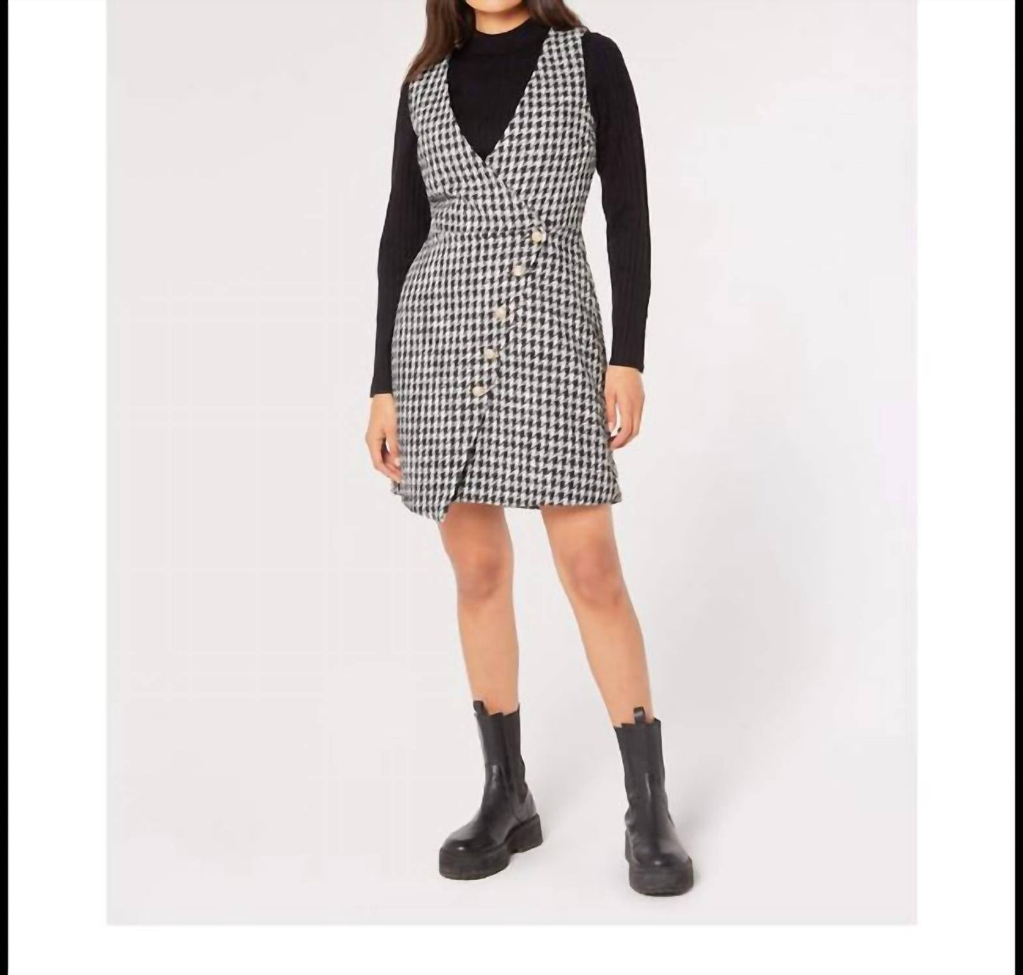 Apricot - Houndstooth Mini Dress
