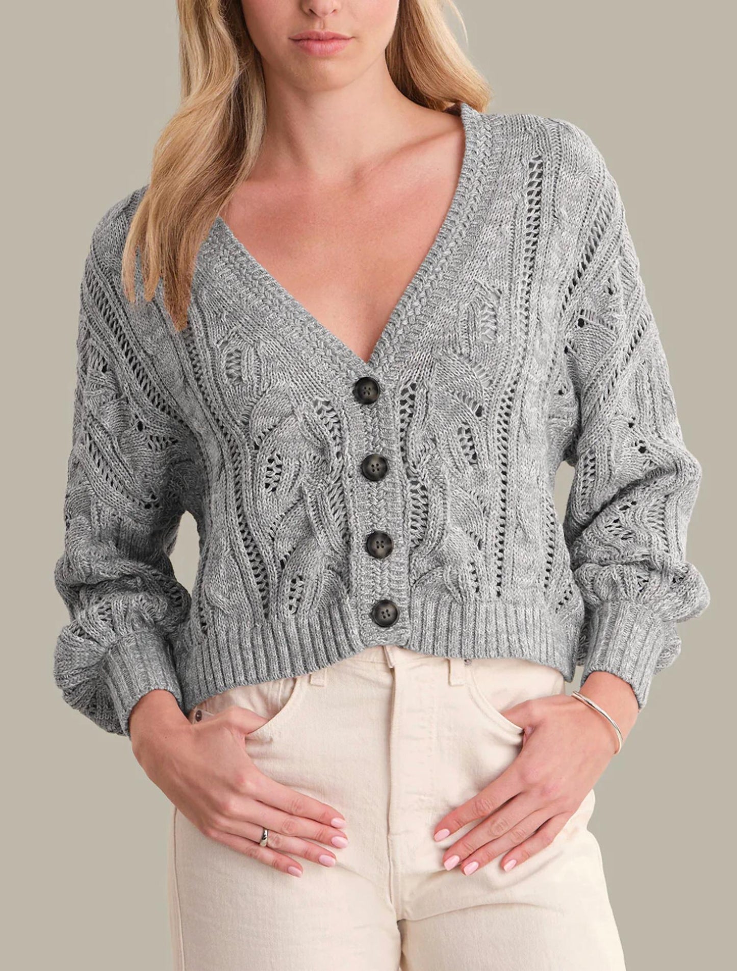 525 America - Brielle Pointelle Cable Cardigan