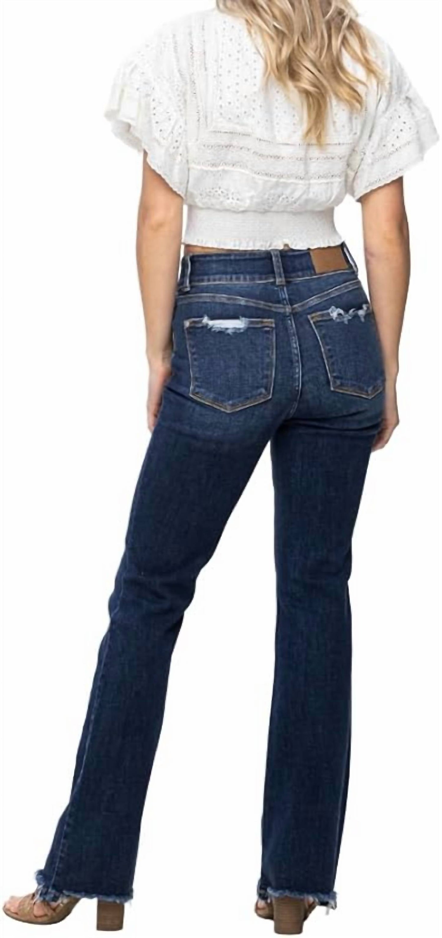 Judy Blue - Women's Frayed Hem Boot Cut Jean