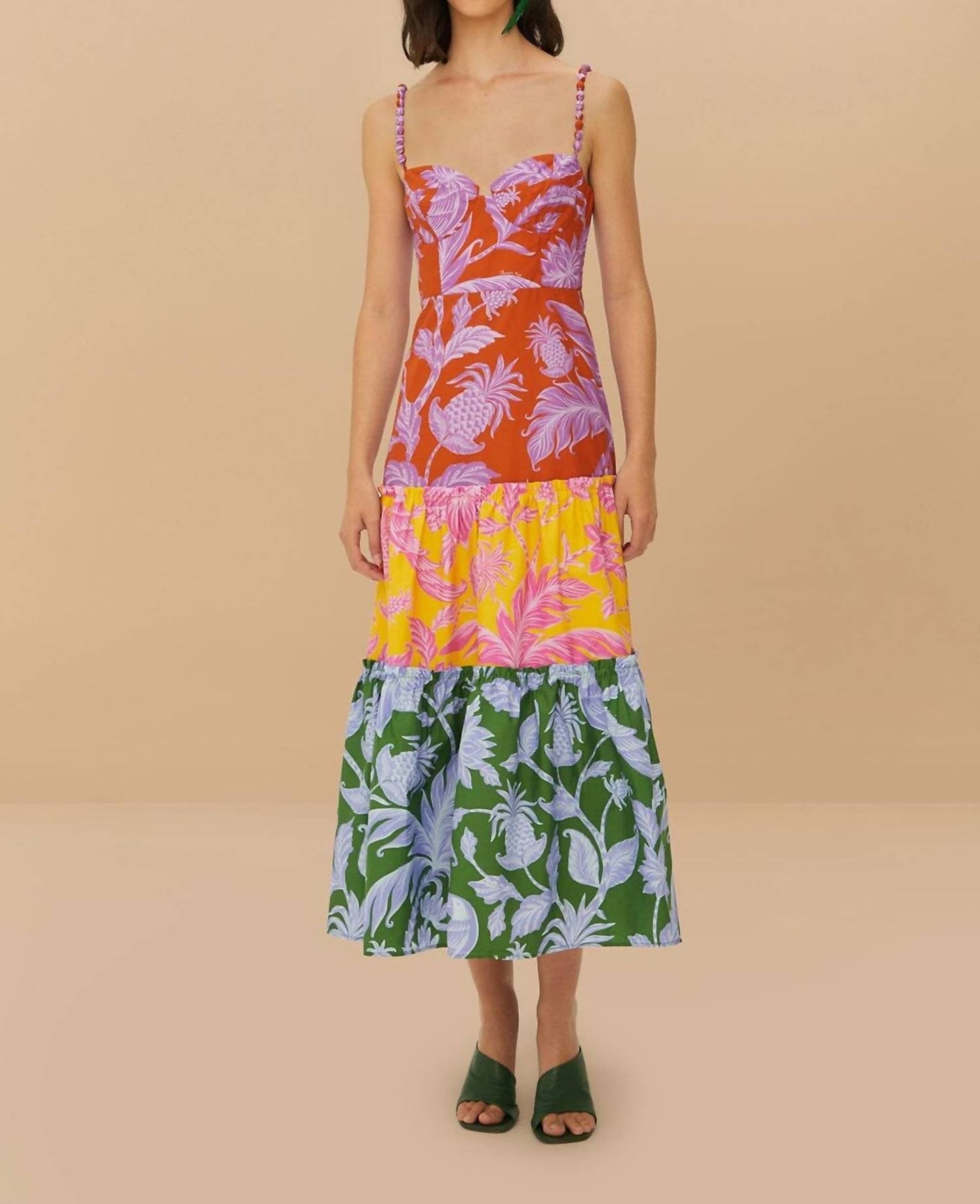 Farm Rio - Mixed Tropical Swing Sleeveless Midi Dress