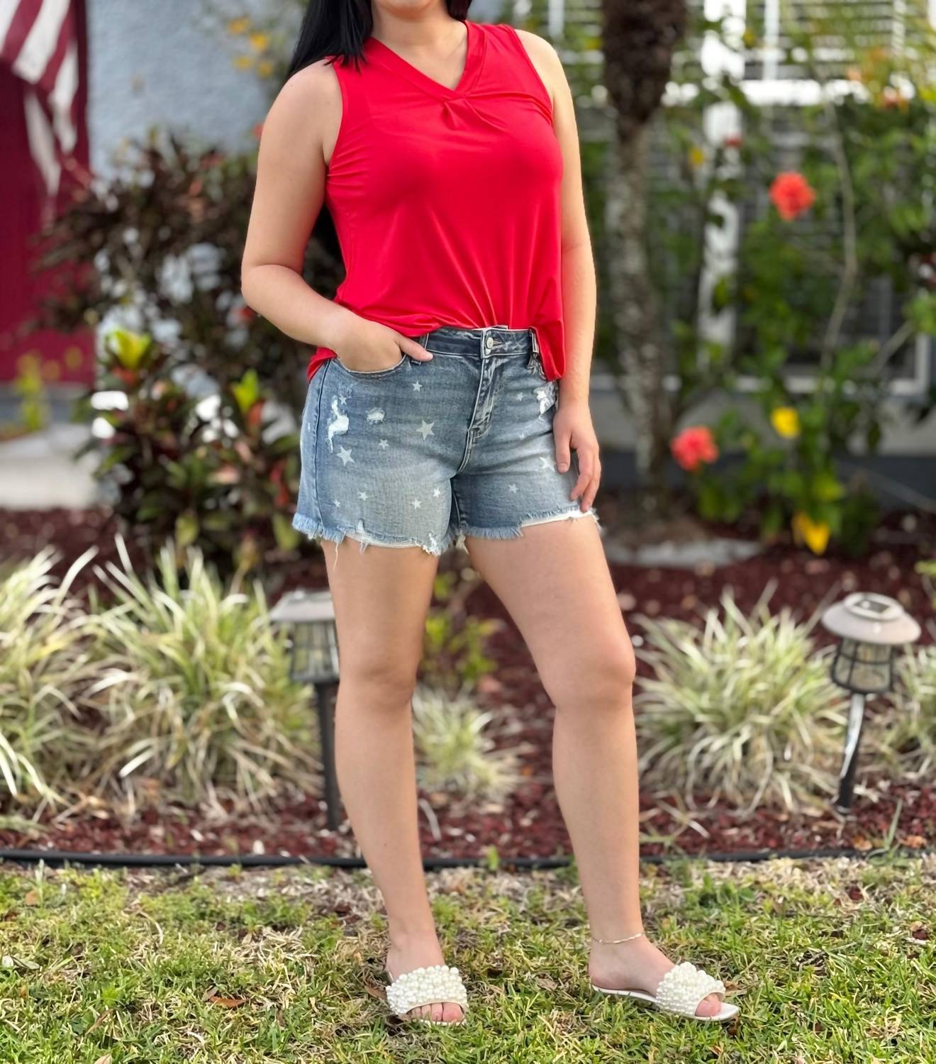 Judy Blue - High Waist Star Print Cut Off Shorts