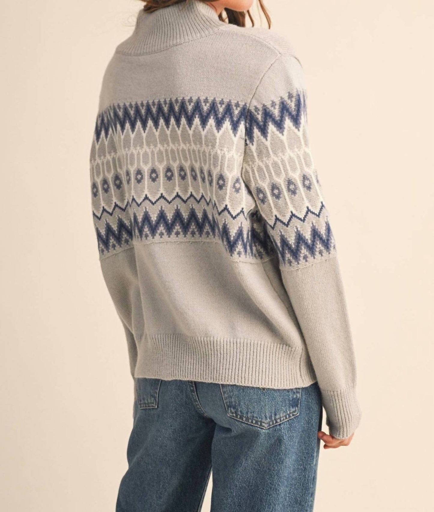 &Merci - Cozy Fair Isle Zip-Up Cardigan