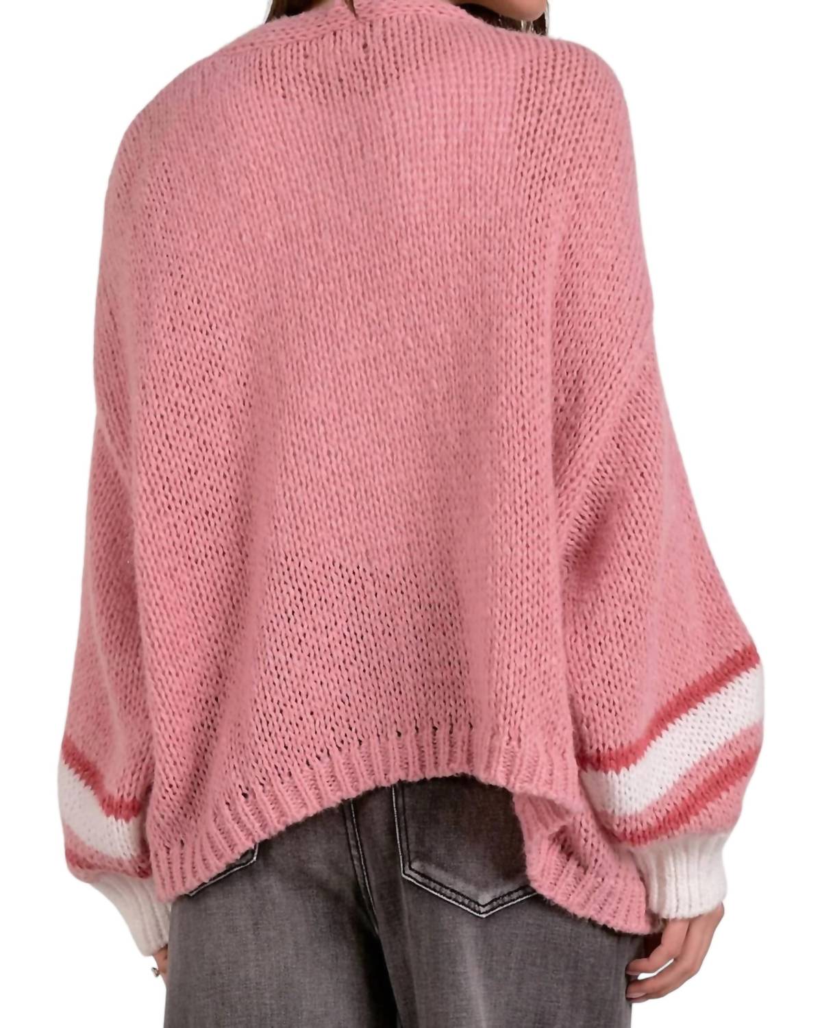 Elan - Loose Knit Cardigan Stripe