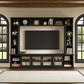 All-In-One Entertainment Center with Bookshelves & Tempered Glass Doors