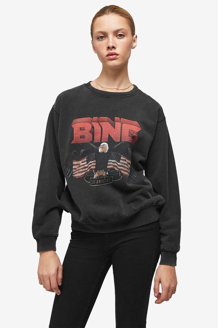 ANINE BING Vintage Bing Graphic Sweatshirt Black Size XS