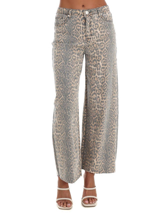 Easel - I Like Me Better Leopard Wide Leg Jeans
