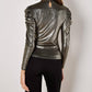 Apricot - Ruched Sleeve Metallic Top