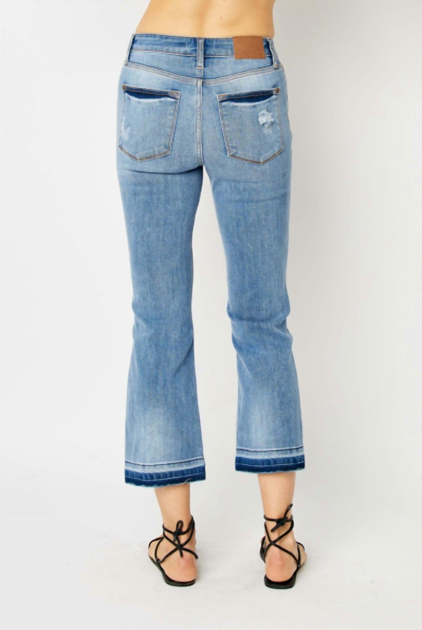 Judy Blue - Mid Rise Release Hem Cropped Bootcut Jeans