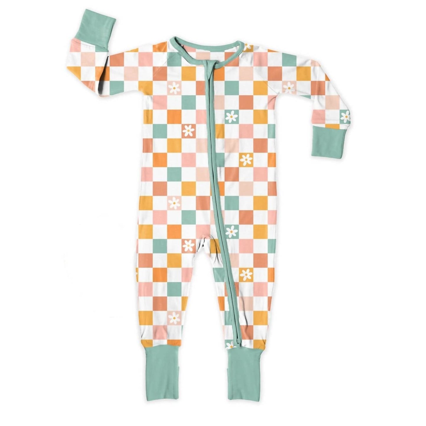 Jensen’S Jammies - Lazy Daisy Checkered Zippy Romper