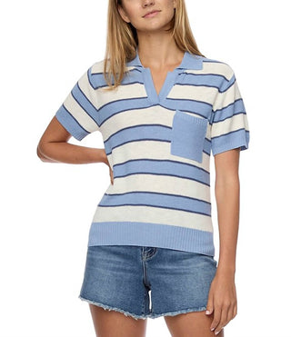 Flags & Anthem - Maben Striped Short Sleeve Sweater Polo Shirt