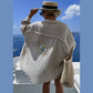Always Amalfi - Oversized Evil Eye Gauze Cotton Button Shirt