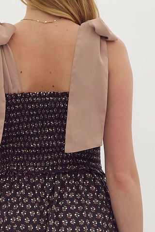 Entro - Floral Print Self Tie Midi Dress