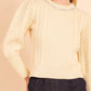61 Jane - Women's Jewel Neck Puff Sleeve Sweater