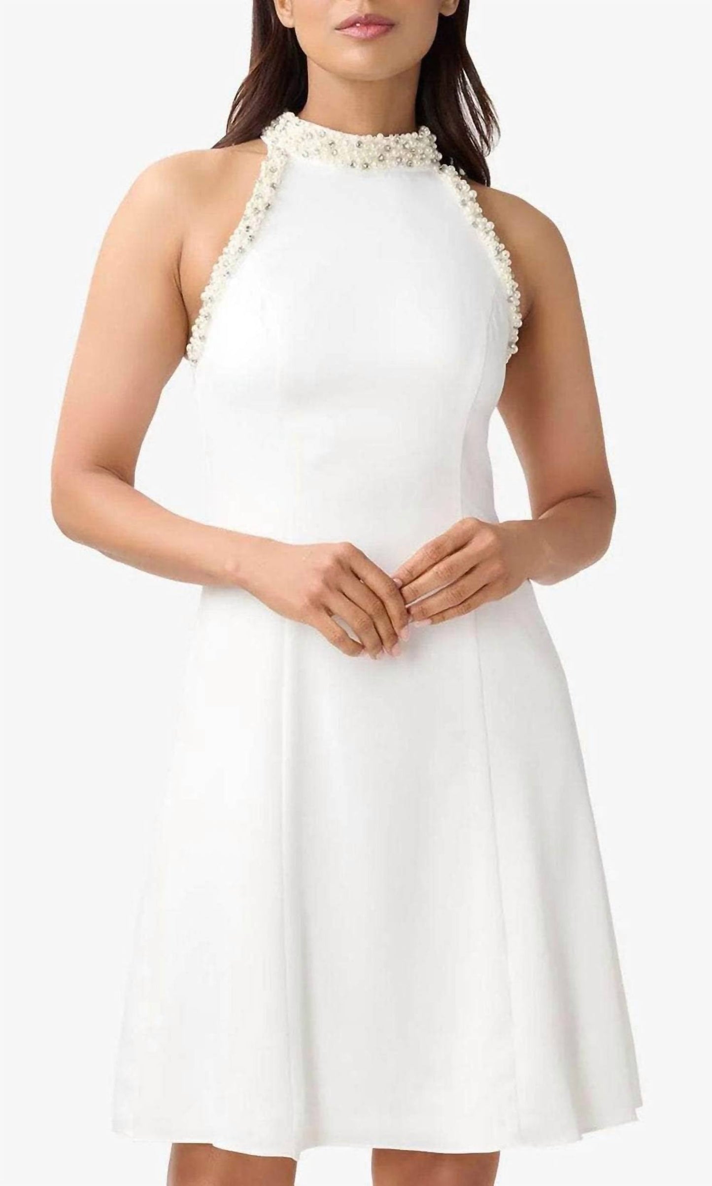 Adrianna Papell - Beaded Halter Neck A-line Dress