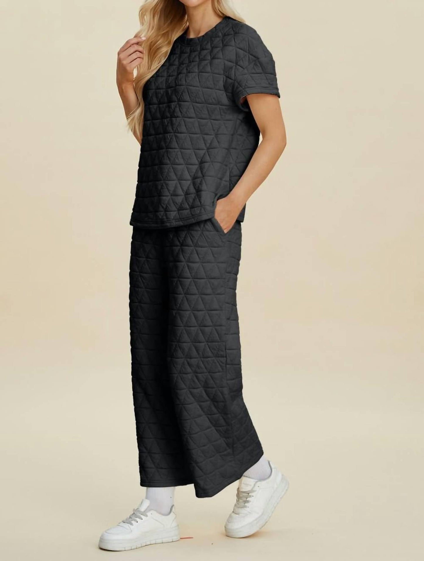 Double Take - Texture Top and Pants Set